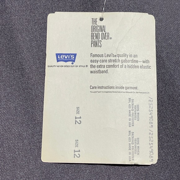 Levis Bend Over Pants Womens Size 12 Grey Gabardine Stretch Hidden Waistband NWT - Picture 5 of 10